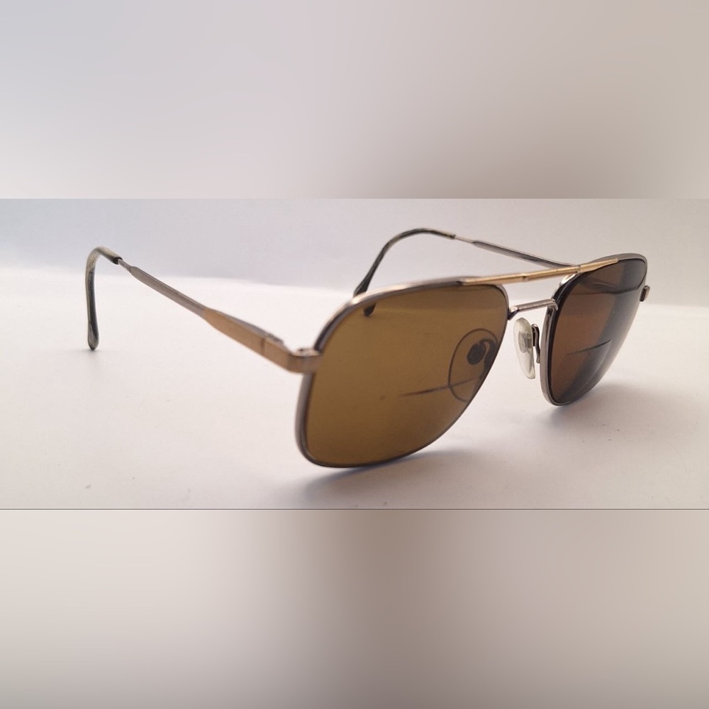 Vintage Luxottica Carlos Gold Silver Pilot Metal Sunglasses Frames Only Italy